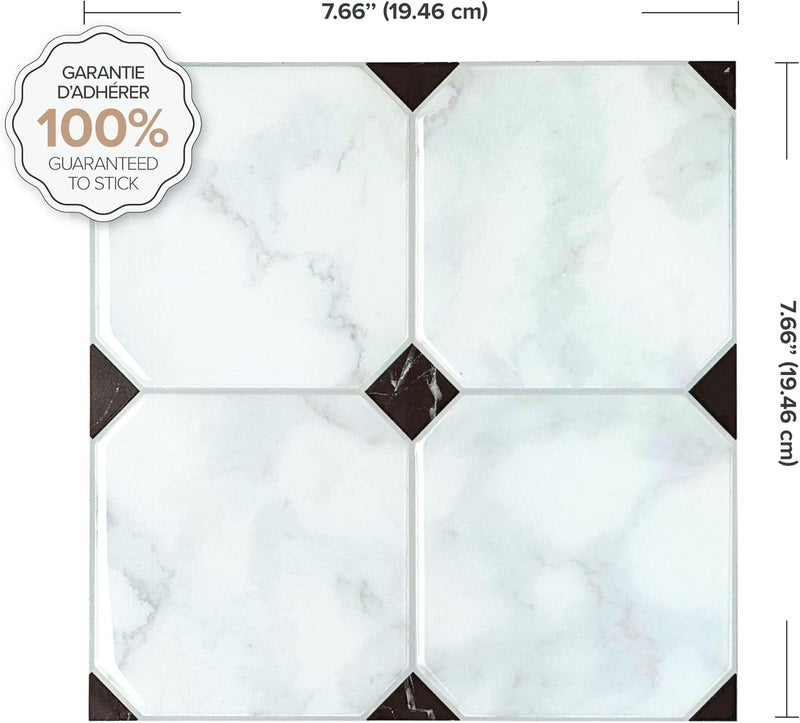 Smart Tiles Peel and Stick Backsplash - 5 Sheets of 7,75" x 7,75" - 3D Adhesive Peel and Stick Tile Backsplash for Kitchen, Bathroom, Wall Tile, Checkered - Image 3